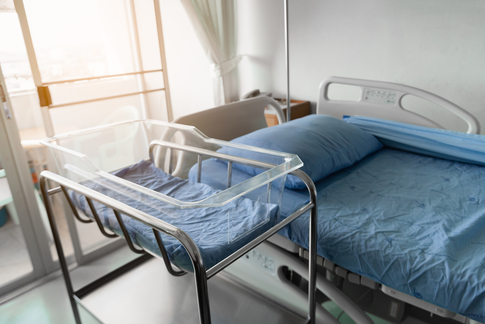 hospital bed and bassinet empty